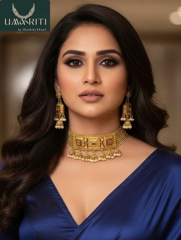 Gold_Emerald_Majesty_Kundan_Choker_Set_For_Women